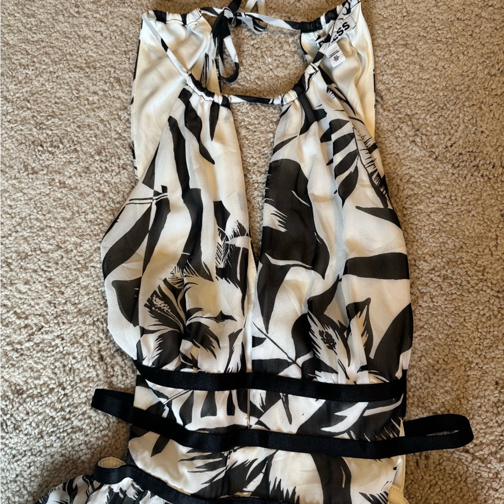 Black and White Floral Print Fabric